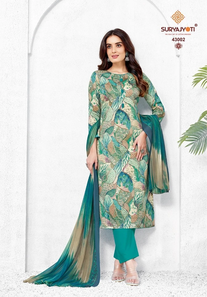 Suryajyoti Naisha Vol 43 Jaam Satin Wholesale Salwar Suit Catalog — Wholesale Salwar Suits, MPA wholesale from Surat — view 8